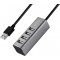 Hoco HB1 USB 2.0 4 Port Hub with USB-A Connection & Charging Port Gray