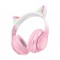 Hoco W42 Cat Ears Ασύρματα/Ενσύρματα Over Ear Παιδικά Ακουστικά με 12 ώρες Λειτουργίας Cherry Blossom