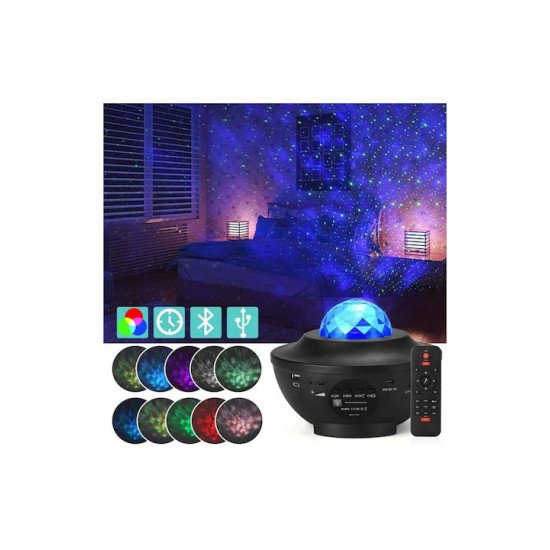 Bluetooth Διακοσμητικό Φωτιστικό με Φωτισμό RGB Party Light σε Μαύρο Χρώμα 