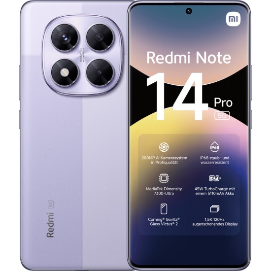 Xiaomi Redmi Note 14 Pro 5G Dual SIM (8GB/256GB) Lavender Purple ΚΙΝΗΤΑ ΤΗΛΕΦΩΝΑ