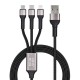 BLUE STAR braided cable 2,4A 3in1 USB A to Lightning / Micro USB / Type C TFK-DC-010 1,2 m black ACCESORIES
