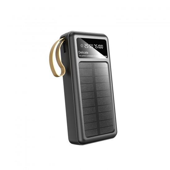 Dudao K18+ solar power bank USB-A / USB-C / Lightning / micro USB 20000 mAh - black ACCESORIES