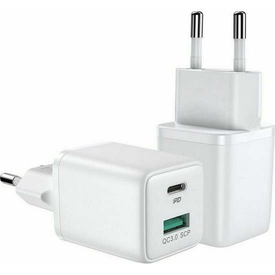 Joyroom Φορτιστής Χωρίς Καλώδιο με Θύρα USB-A και Θύρα USB-C 30W Quick Charge 3.0 / Power Delivery Λευκός (L-QP303) ΦΟΡΤΙΣΤΕΣ