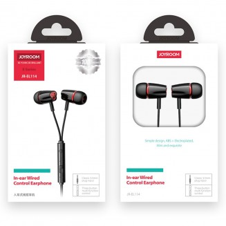 JOYROOM earphones με μικρόφωνο JR-EL114, 3.5mm, 1.2m, μαύρα JR-EL114-WH