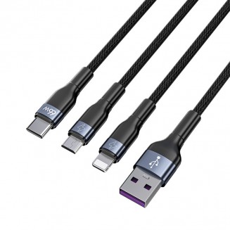 Joyroom Braided USB to Lightning / Type-C / micro USB Cable Μαύρο 1.2m (S-1260G5)